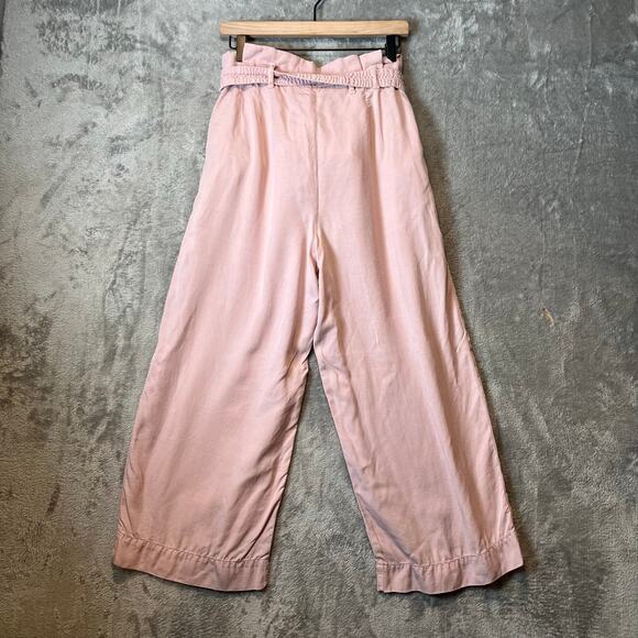 Anthropologie Blythe‎ Paperbag Wide Leg Crop Pants Size 8 Light Pink - Picture 3 of 5